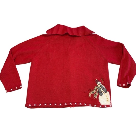 Vintage Tiara International Cardigan Snowmen Front & Back Zip Up Red Size L - Picture 3 of 11
